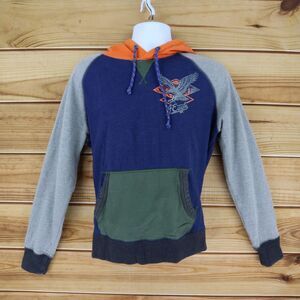 American Eagle VTG Hoodie Sweatshirt Mens Sz M Multicolor Colorblock Long Sleeve